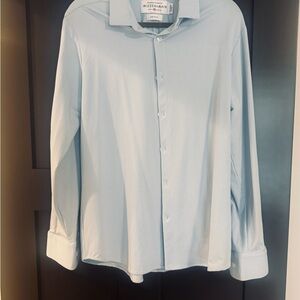 Mizzen+Main Light Blue Checkered Men's Shirt Size Large Trim Fit